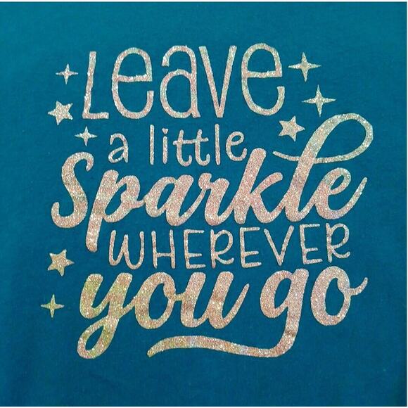 Eddie Bauer Glam Top T-Shirt Women's Curvy Plus Sz XXL Teal SPARKLE Dazzle Glam - Picture 2 of 12